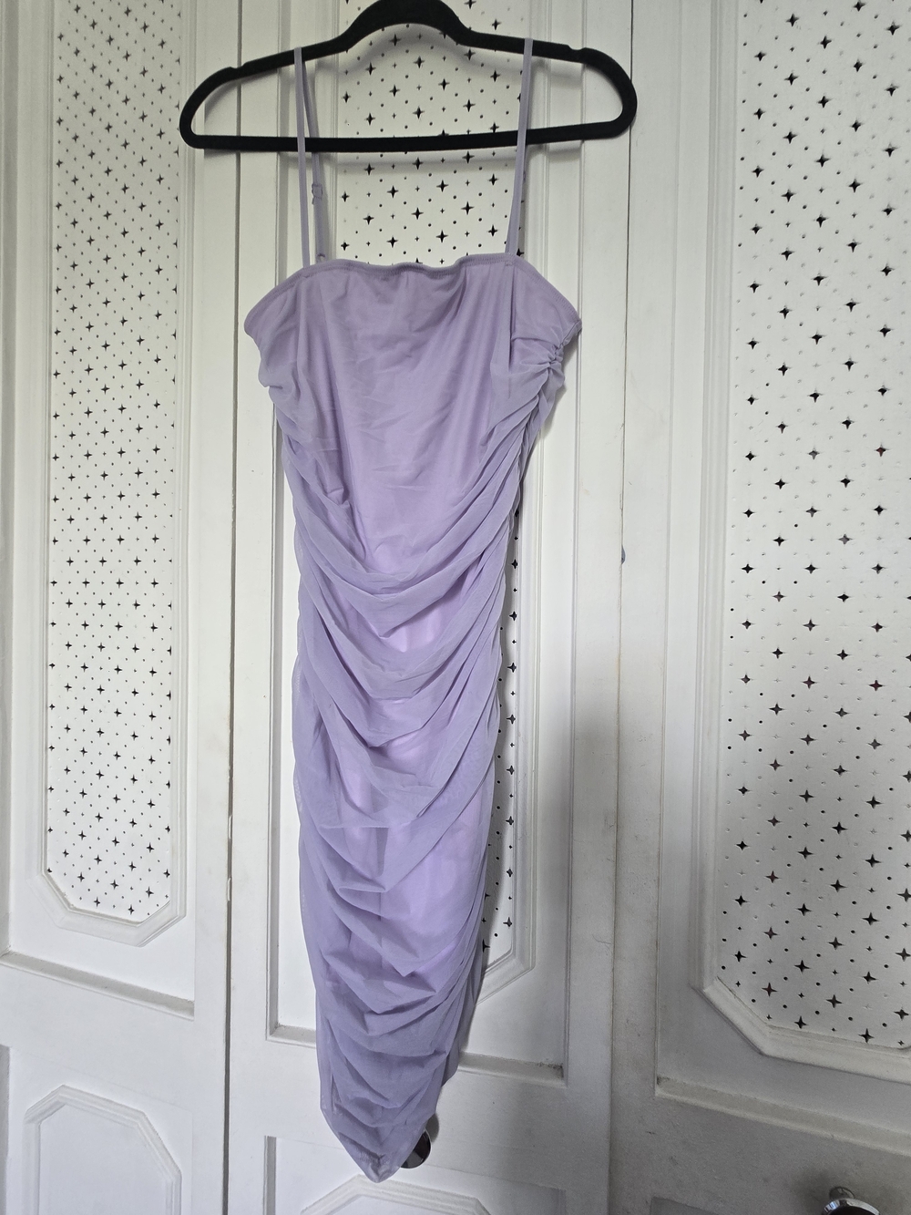 SHEIN Lilac Ruched Spaghetti Strap Midi Dress